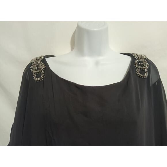 Xscape Size 16W Black Sleeveless Beaded Shift Evening Dress - Picture 1 of 9